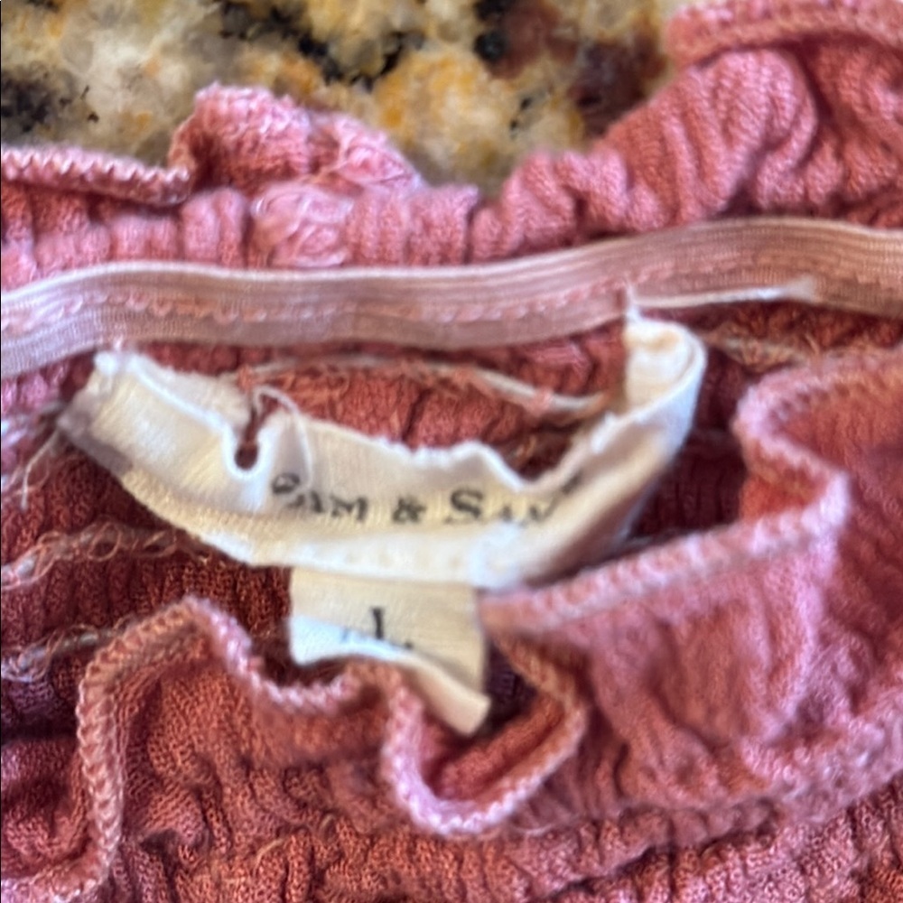 Women's Pink Ruffled Sun & Sam Top L - Picture 5 of 6